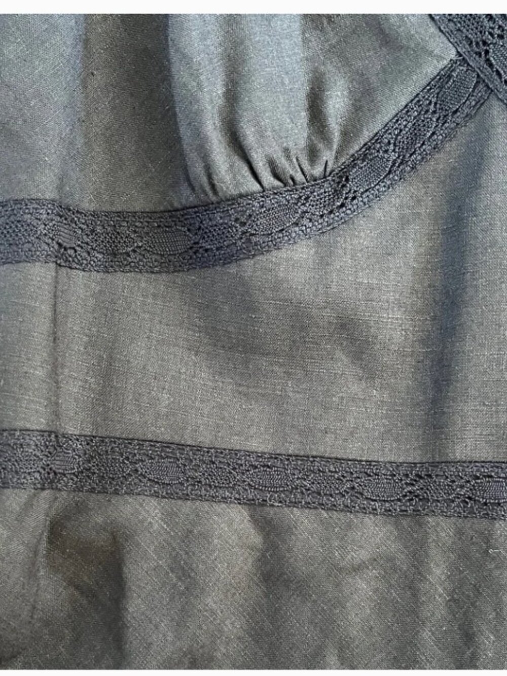 Banana Republic Black Lace A-Line Stretch Linen Dress Size 6 - Picture 3 of 5